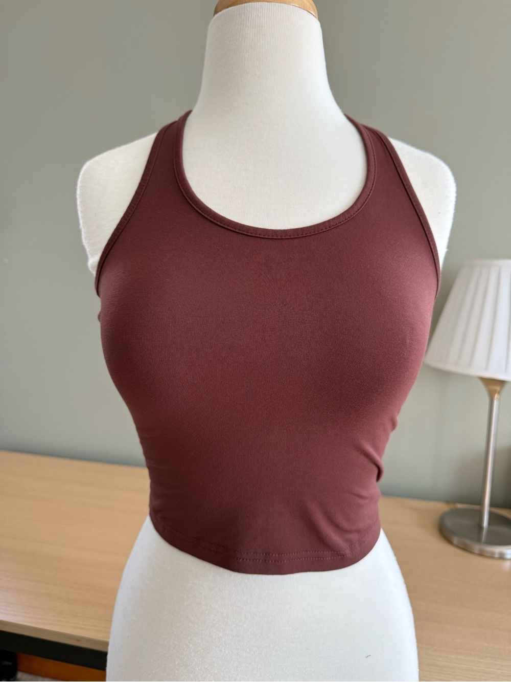 Dazy Chocolate Brown Halter Crop Tank Top Tie Back Y2K 90s Minimalist Size Small